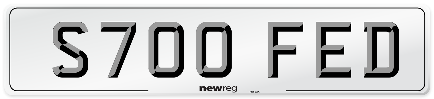 S700 FED Number Plate from New Reg
